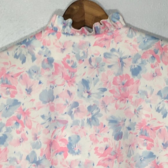 Vintage 70s 80s Pastel Ruffled Blouse Kawaii, Vintage Soft Girl Feminine Popover - Picture 6 of 12